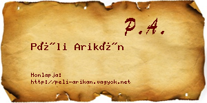 Péli Arikán névjegykártya